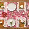 Artoid Mode Pink Buffalo Plaid Love Hearts Valentine Placemats Set of 4, 12x18 Inch Anniversary Table Mats for Party Kitchen Dining Decoration view 4