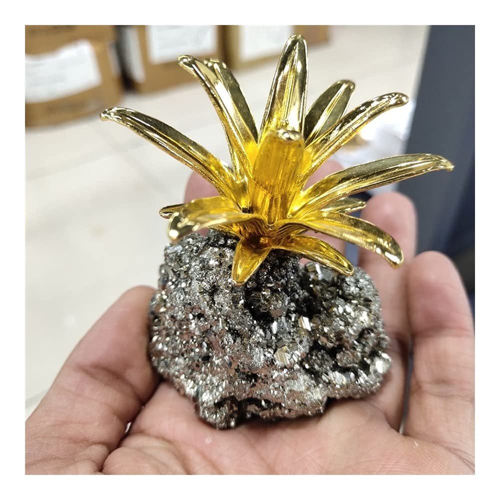 AAKOMA Natural Raw Pyrite Cluster Crystal Pineapple Crystal Cluster Stones Specimen Home Decoration Crafts Decoration Ornament Crafts
