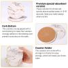 9 Pieces Ceramic Drink Coasters with Holder, Billbotk Absorbent Drink Coasters for Coffee Table, Marble Style Coasters Wooden Table, Suitable for Kinds of Cups, 4 Inches view 4