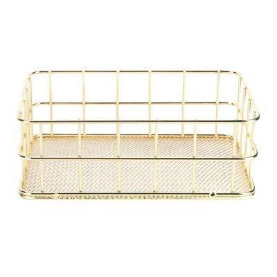 LIYJTK Wire Mesh Basket, Golden Iron Storage Basket Multifunctional Wire Mesh Desktop Storage Organizer for Home Decoration Ornaments(Small Size)