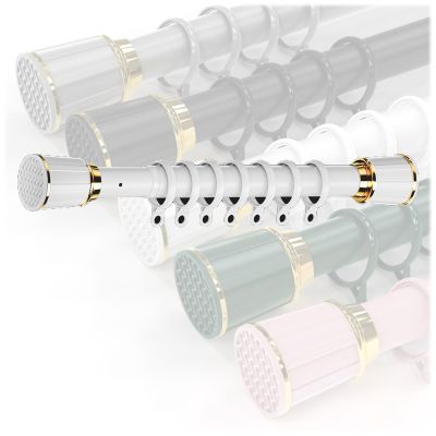 Shower Curtain Rod With 10 Curtain Ring,45-75 Inch Adjustable Shower Rod Tension,Spring Curtain Tension Rod,Premium Stainless Steel,Anti-Slip,No Drilling,for Bathroom ( Color : White , Size : 45-75inc