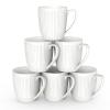 HomeElves Coffee Mugs Set of 6, 16 Oz White Coffee Mugs, Porcelain Mugs, Large and Easy to Grip Mug Sets, Embossed Coffee Cup Set for Coffee, White view 1