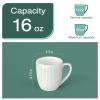 HomeElves Coffee Mugs Set of 6, 16 Oz White Coffee Mugs, Porcelain Mugs, Large and Easy to Grip Mug Sets, Embossed Coffee Cup Set for Coffee, White view 2