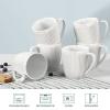 HomeElves Coffee Mugs Set of 6, 16 Oz White Coffee Mugs, Porcelain Mugs, Large and Easy to Grip Mug Sets, Embossed Coffee Cup Set for Coffee, White view 3