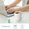 HomeElves Coffee Mugs Set of 6, 16 Oz White Coffee Mugs, Porcelain Mugs, Large and Easy to Grip Mug Sets, Embossed Coffee Cup Set for Coffee, White view 4