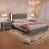 Harper & Bright Designs 3 Pieces Bedroom Sets Queen Size Upholstered Bed with LED Lights and Two Nightstands, Modern Wooden Bedroom Furniture Sets - Velvet Gray view 1
