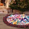 36" Christmas Tree Skirt with Plaid lace Christmas Tree Decorations Mexican Otomi Animals Waterproof Xmas Tree Mat for Holiday Rustic Farmhouse Decorations view 1