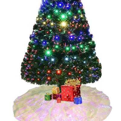 DUOBAO Iridescent White Tree Skirt 48 inch Sequin Sparkly Xmas Skirts 4FT for Halloween Christmas Holiday Home Trees Decoration