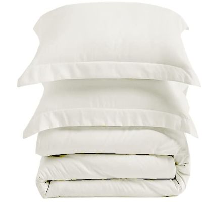 Bed-Bucket Duvet Cover King Zipper Closure Cotton 1000 Thread Count 1 Piece Duvet Cover Set, 100% Long Staple Egyptian Cotton Quilt - (Super King, Ivory)