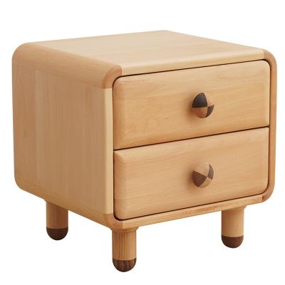 DELURA Vintage Wood Nightstand with 2 Drawers, Side Cabinet with Solid Wood Legs, Large Capacity Layered Storage, Suitable for Bedroom and Living Room
