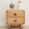 DELURA Vintage Wood Nightstand with 2 Drawers, Side Cabinet with Solid Wood Legs, Large Capacity Layered Storage, Suitable for Bedroom and Living Room view 2