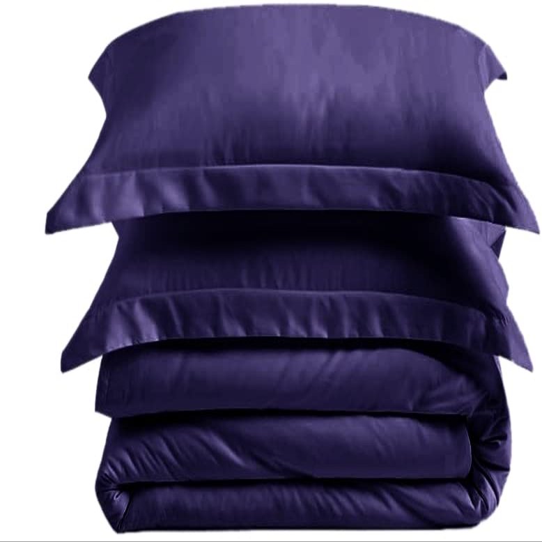 Bed-Bucket Duvet Cover King Zipper Closure Cotton 1000 Thread Count 1 Piece Duvet Cover Set, 100% Long Staple Egyptian Cotton Quilt - (Full/Queen, Navy Blue )