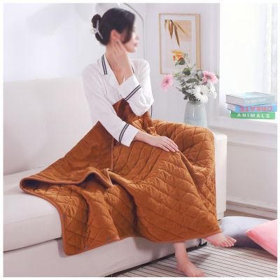 100x140cm USB Shawl Warming Blanket, Crystal Velvet Electric Heating Overblanket with Zipper and Buttons, 3-Speed Temprature Control, Automatic Timing, Machine Washable, Easy to Store(Color:Brown)
