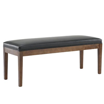 LZAREAL Upholstered Entryway Bench Modern Shoe Benches for Hallway Porch Bedroom Bench for End of Bed Dining Bench for Dining Table Dining Room Kitchen Window with Wood Legs, PU Leather, Black