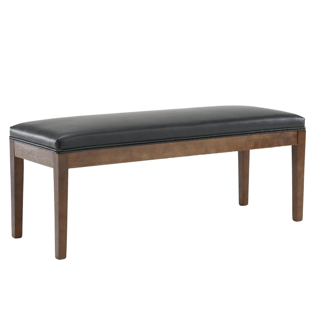 LZAREAL Upholstered Entryway Bench Modern Shoe Benches for Hallway Porch Bedroom Bench for End of Bed Dining Bench for Dining Table Dining Room Kitchen Window with Wood Legs, PU Leather, Black