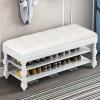 Solitar Entryway Shoe Bench with Pu Leather Seat,Luxury Upholstered Shoe Rack Bench Shoe Organizer,Hallway Storage Bench End of Bed Bench for Bedroom(110x30x48cm(43x12x19in), White) view 1