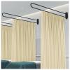 2 Pcs Massage Parlors Bed Privacy Partition Curtain 6.5 7.5 ft Long Rails, Space Area Separator Wall Divider Screen for Hospitals Salon Spa Covered Patio, DIY Changing Room ( Color : Black Pole+Beige view 1