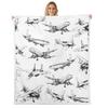 Airplane Kids Throw Blanket,American Aircraft Vintage Toddler Bed Blanket for Girls Boys Adults,Air Vehicles Air Plane Fleece Blanket,Black White Fuzzy Blanket,40 x 50 Inches view 1