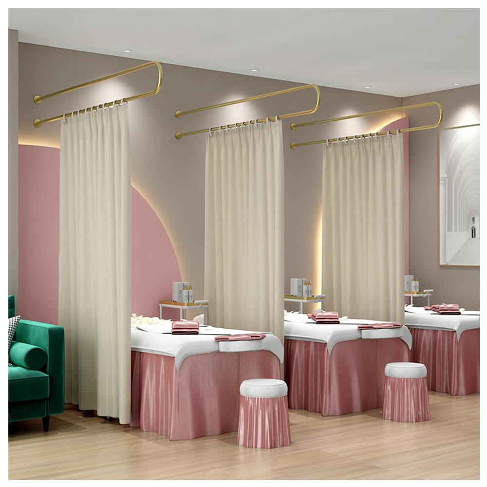 1 Pack Salon Spa Privacy Curtain, Hospitals Condos Beds Partition Wall - Sturdy Metal Track & 2m Tall Drape, 1 Panel Room Divider Screen for Outdoor Patio Indoor Bedroom, 200 230 cm ( Color : Gold Pol
