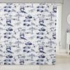 Manfei Airplane Kids Shower Curtains,American Aircraft Tank Toddler Bathroom Curtains for Girls Boys Adults,Racing Car Hand-Painted Sketch Blue White Waterproof Curtains,12 Hooks Suits,72" W x 72" L view 1