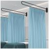 2 Pcs Massage Parlors Bed Privacy Partition Curtain 6.5 7.5 ft Long Rails, Space Area Separator Wall Divider Screen for Hospitals Salon Spa Covered Patio, DIY Changing Room ( Color : Black Pole+blue C view 1