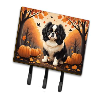 Caroline's Treasures Dogs Autumn Leaves Leash or Key Holder Triple Hook, Japanese Chin
