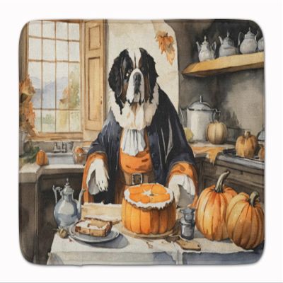 Caroline's Treasures Saint Bernard Fall Kitchen Pumpkins Memory Foam Kitchen Mat Machine Washable Anti-Fatigue Mat Cushion Comfort Bath Mat or Kitchen Rug