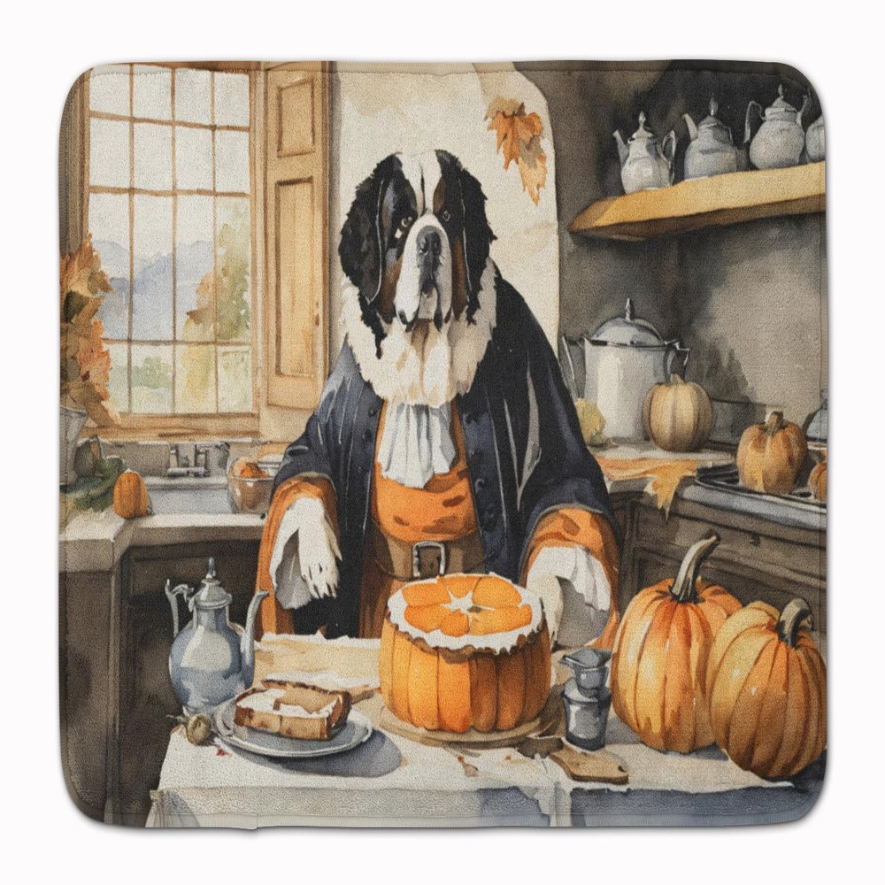 Caroline's Treasures Saint Bernard Fall Kitchen Pumpkins Memory Foam Kitchen Mat Machine Washable Anti-Fatigue Mat Cushion Comfort Bath Mat or Kitchen Rug