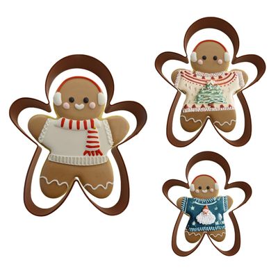 3PCs Gingerbread Man Cookie Cutters, Assorted Size 5.12" 4.13" 3.11" Large Christmas Cookie Cutter Set Molds Holiday Cookies Cutters Shapes,Stainless Steel
