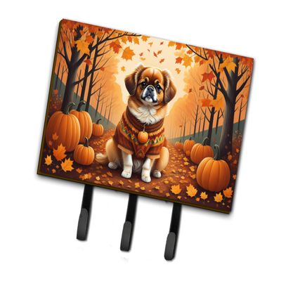 Caroline's Treasures Dogs Autumn Leaves Leash or Key Holder Triple Hook, Tibetan Spaniel