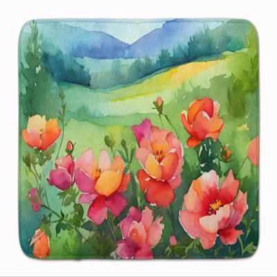 Caroline's Treasures Iowa Wild Prairie Roses in Watercolor Memory Foam Kitchen Mat Machine Washable Anti-Fatigue Mat Cushion Comfort Bath Mat or Kitchen Rug