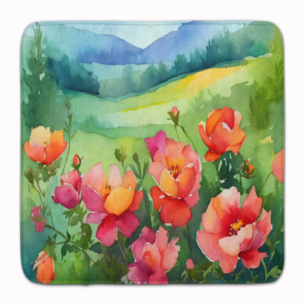 Caroline's Treasures Iowa Wild Prairie Roses in Watercolor Memory Foam Kitchen Mat Machine Washable Anti-Fatigue Mat Cushion Comfort Bath Mat or Kitchen Rug