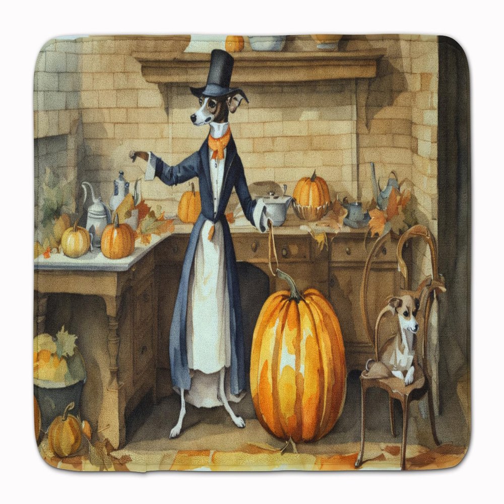 Caroline's Treasures Italian Greyhound Fall Kitchen Pumpkins Memory Foam Kitchen Mat Machine Washable Anti-Fatigue Mat Cushion Comfort Bath Mat or Kitchen Rug