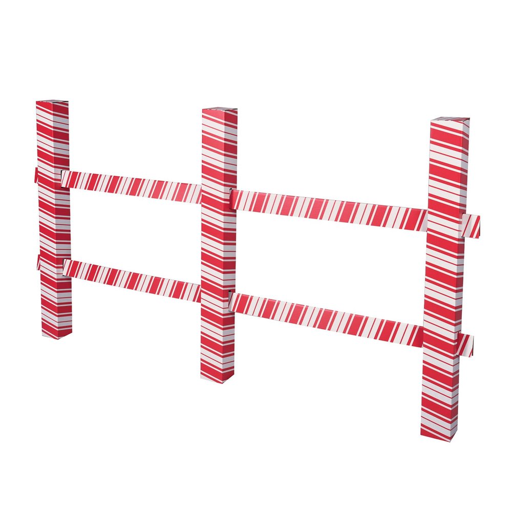 Beistle 3' 8" x 6' 7" Corrugated Cardboard 3 Dimensional Candy Cane Christmas Party Decorations Festive Holiday Fence Photo Prop for Winter Photography, Made in USA Since 1900