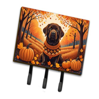 Caroline's Treasures Dogs Autumn Leaves Leash or Key Holder Triple Hook, Labrador Retriever Chocolate
