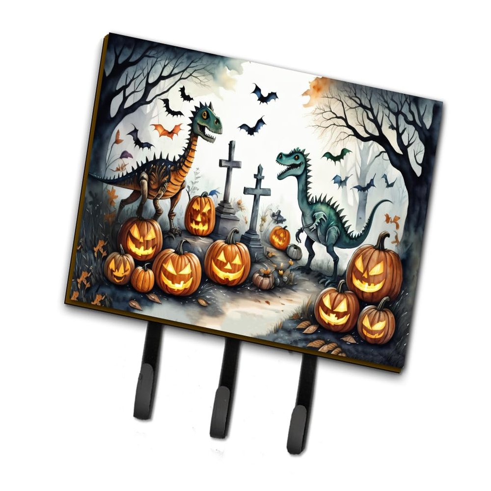 Caroline's Treasures Seasonal More Spooky Halloween Leash Holder Key, Triple Hook, Dinosaurs 2240