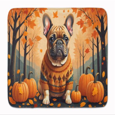Caroline's Treasures Fawn French Bulldog Fall Memory Foam Kitchen Mat Machine Washable Anti-Fatigue Mat Cushion Comfort Bath Mat or Kitchen Rug