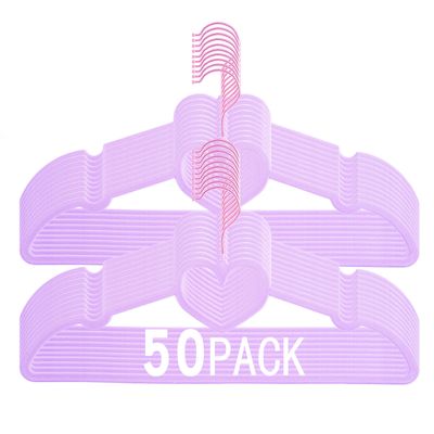 JIUXCF Light Purple Velvet Hangers 50 Pack, Premium Heart Hanger Non-Slip Felt Hangers, 360 Swivel Rose Gold Hooks, Space Saving Slim Hangars, Durable & Cute Clothes Hangers for Adult