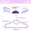 JIUXCF Light Purple Velvet Hangers 50 Pack, Premium Heart Hanger Non-Slip Felt Hangers, 360 Swivel Rose Gold Hooks, Space Saving Slim Hangars, Durable & Cute Clothes Hangers for Adult view 2