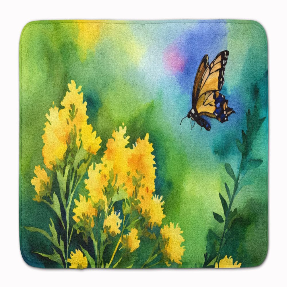 Caroline's Treasures Kentucky Goldenrod in Watercolor Memory Foam Kitchen Mat Machine Washable Anti-Fatigue Mat Cushion Comfort Bath Mat or Kitchen Rug