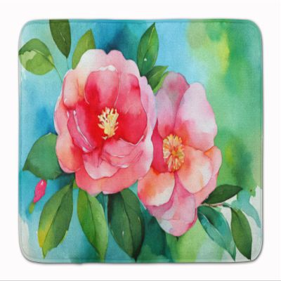 Caroline's Treasures Alabama Camellia in Watercolor Memory Foam Kitchen Mat Machine Washable Anti-Fatigue Mat Cushion Comfort Bath Mat or Kitchen Rug