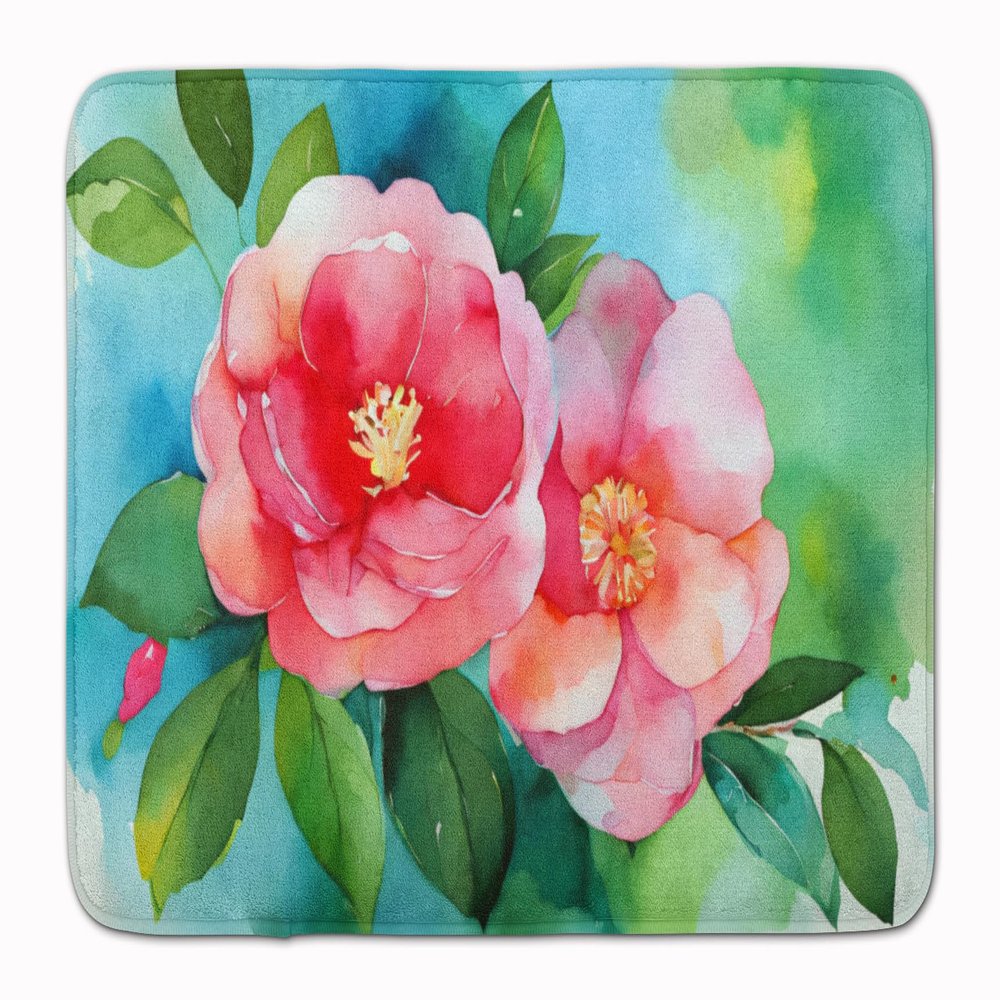 Caroline's Treasures Alabama Camellia in Watercolor Memory Foam Kitchen Mat Machine Washable Anti-Fatigue Mat Cushion Comfort Bath Mat or Kitchen Rug