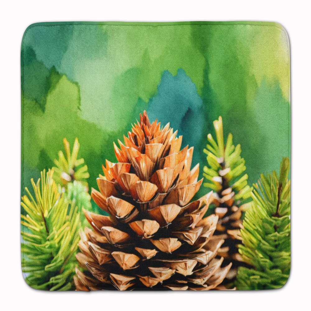 Caroline's Treasures Maine White Pine Cone and Tassels in Watercolor Memory Foam Kitchen Mat Machine Washable Anti-Fatigue Mat Cushion Comfort Bath Mat or Kitchen Rug