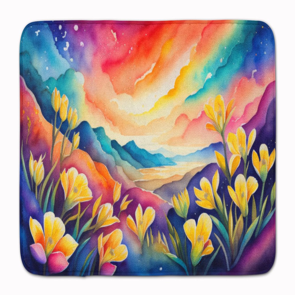 Caroline's Treasures Freesia in Color Memory Foam Kitchen Mat Machine Washable Anti-Fatigue Mat Cushion Comfort Bath Mat or Kitchen Rug
