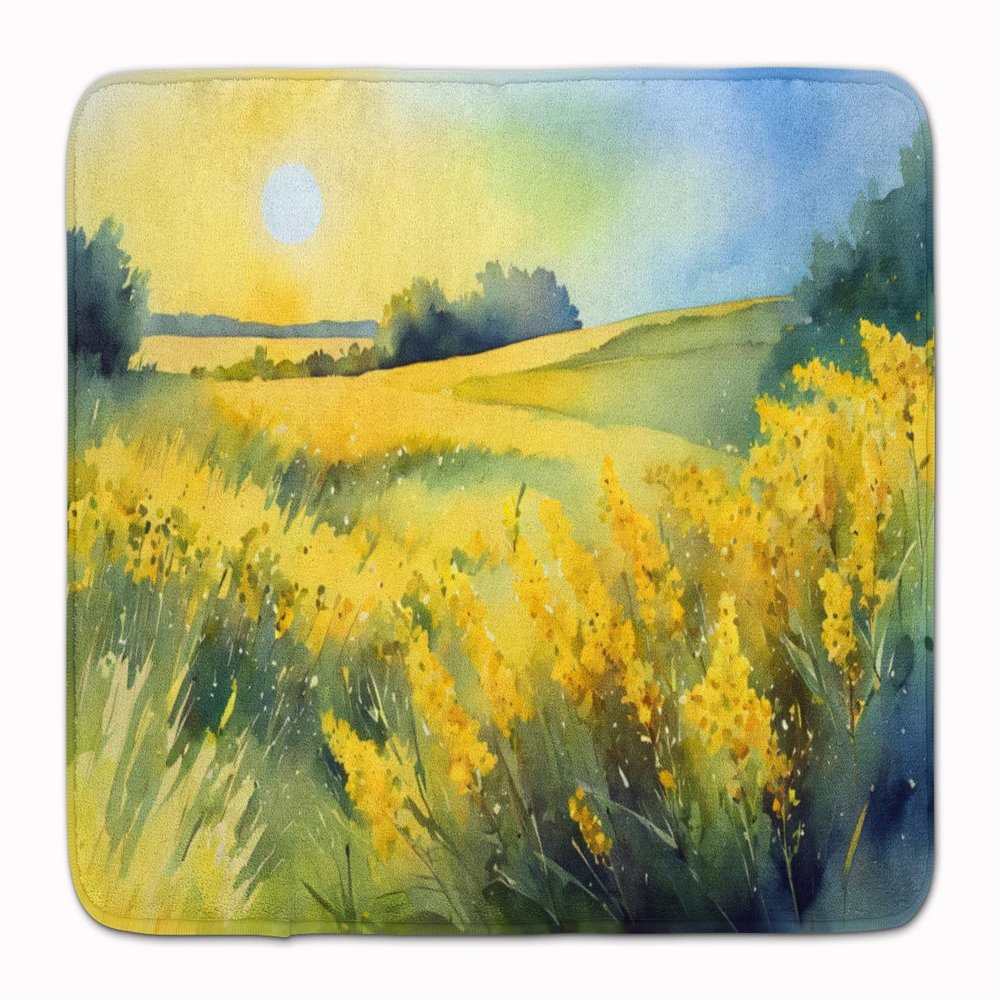 Caroline's Treasures Nebraska Goldenrod in Watercolor Memory Foam Kitchen Mat Machine Washable Anti-Fatigue Mat Cushion Comfort Bath Mat or Kitchen Rug