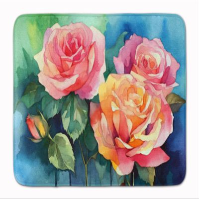 Caroline's Treasures New York Roses in Watercolor Memory Foam Kitchen Mat Machine Washable Anti-Fatigue Mat Cushion Comfort Bath Mat or Kitchen Rug