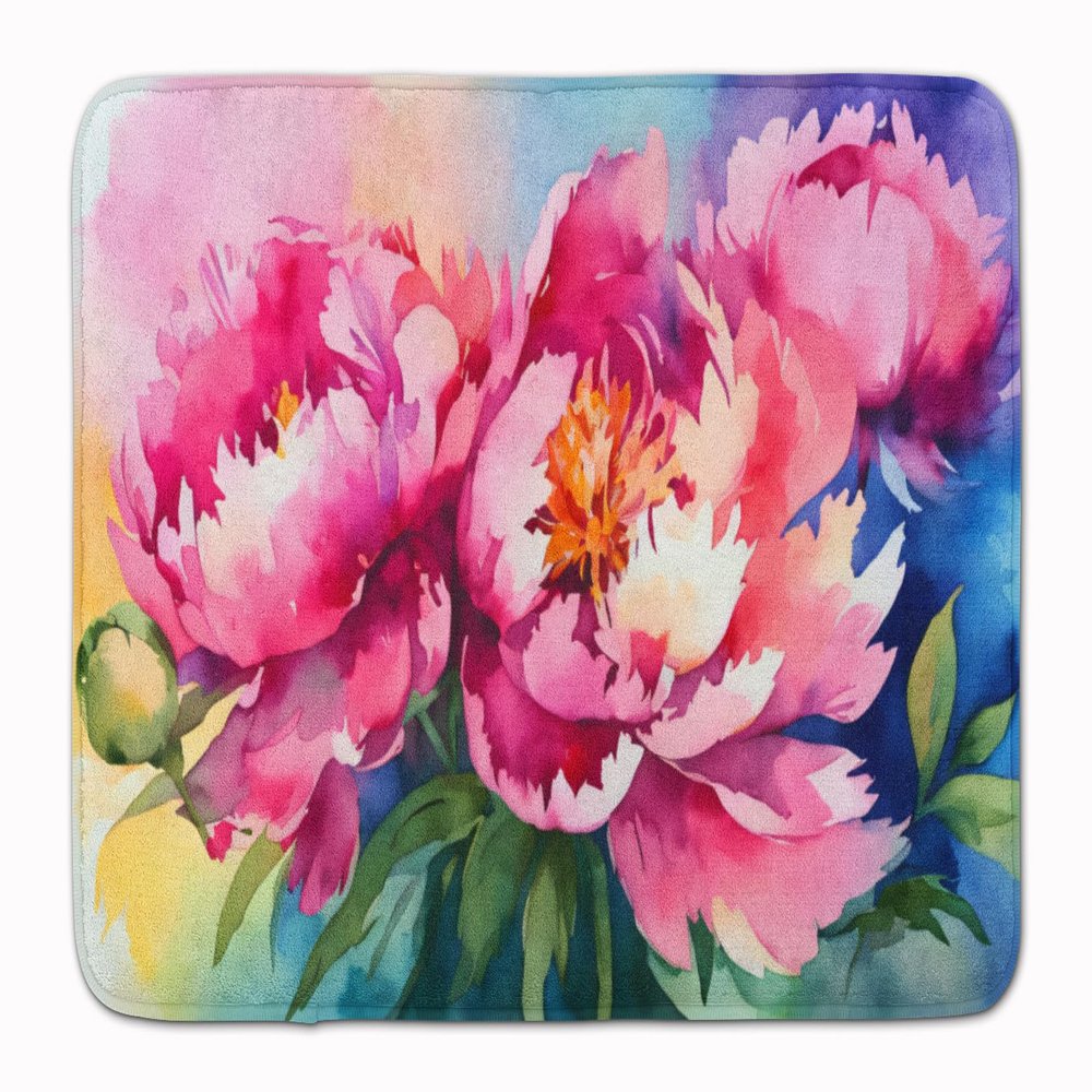 Caroline's Treasures Peonies in Watercolor Memory Foam Kitchen Mat Machine Washable Anti-Fatigue Mat Cushion Comfort Bath Mat or Kitchen Rug