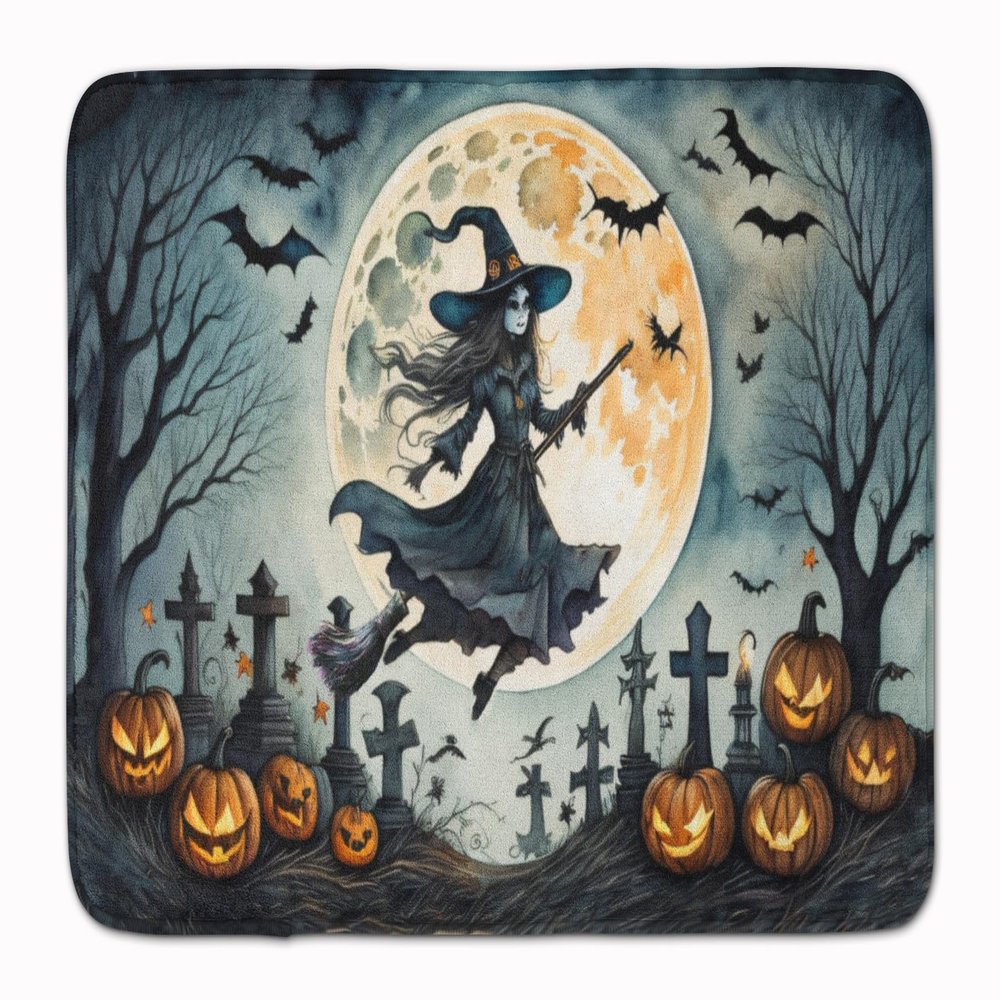 Caroline's Treasures Flying Witch Spooky Halloween Memory Foam Kitchen Mat Machine Washable Anti-Fatigue Mat Cushion Comfort Bath Mat or Kitchen Rug