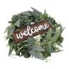 IMIKEYA 1pc Welcome Wreath for Door Spring Eucalyptus Garland Decoration for Home Indoor Outdoor Festive Ornament Bunny Ears and Faux Flowers for Seasonal Celebrations view 1