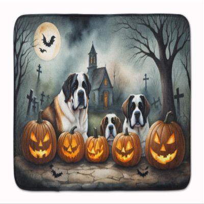 Caroline's Treasures Saint Bernard Spooky Halloween Memory Foam Kitchen Mat Machine Washable Anti-Fatigue Mat Cushion Comfort Bath Mat or Kitchen Rug